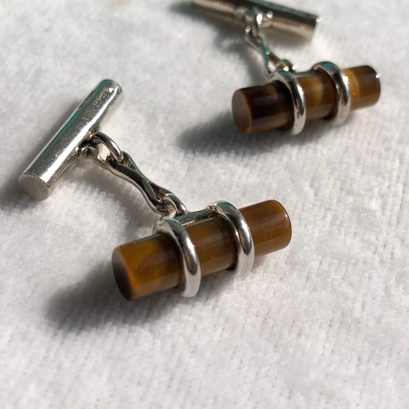 Tiffany & Co. Sterling and Tigers Eye Cuff Links - Picture 6 of 7